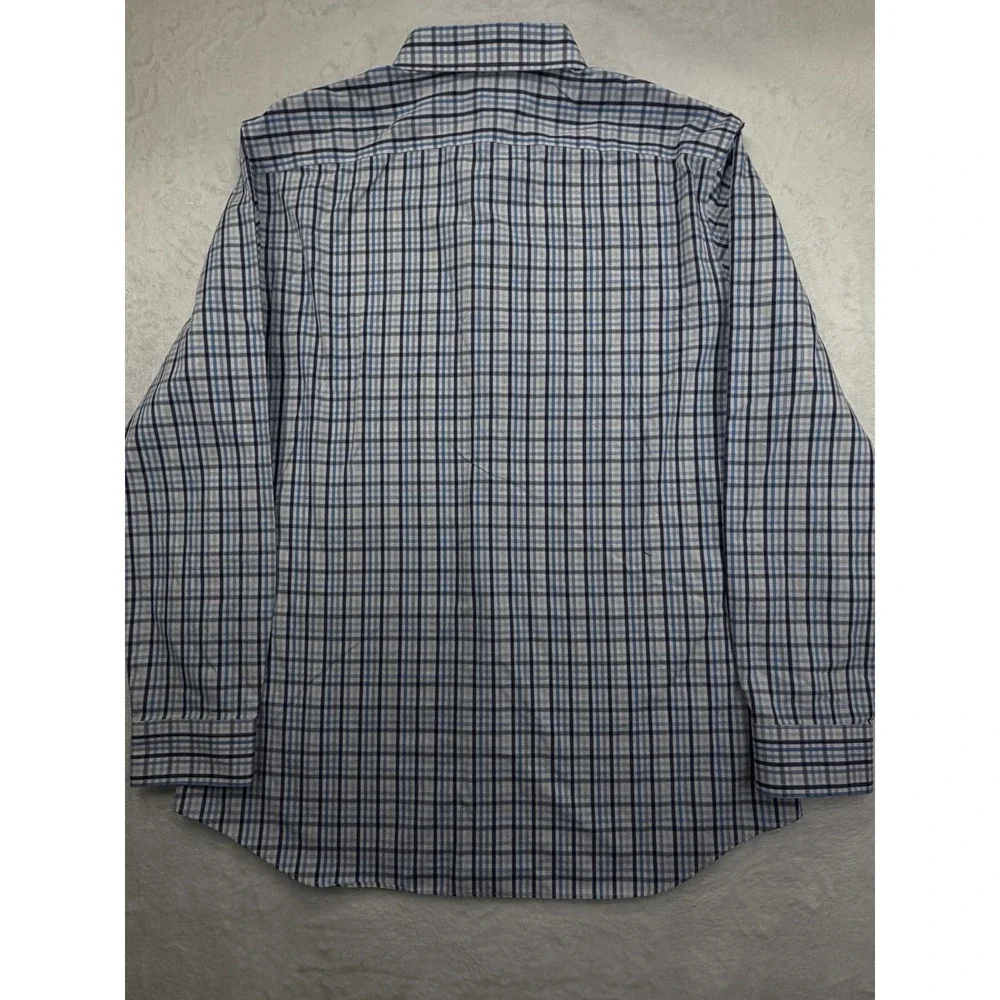 Banana Republic Non Iron Slim Fit Blue Plaid Button Long Sleeve Dress Shirt XL